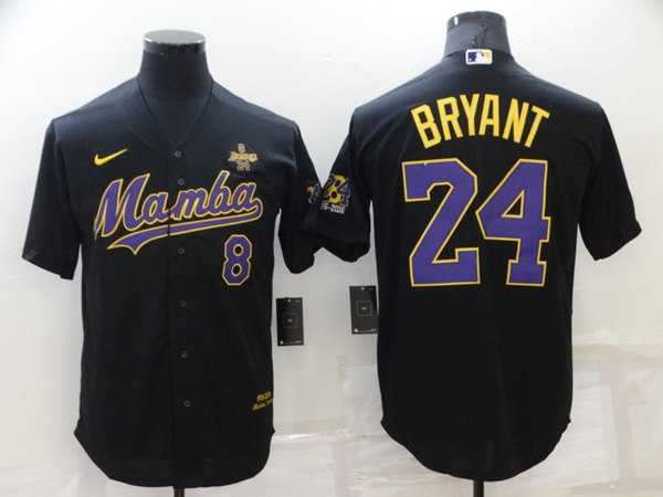 Mens Los Angeles Dodgers Front #8 Back #24 Kobe Bryant Black Mamba Throwback With KB Patch Cool Base Stitched Jersey